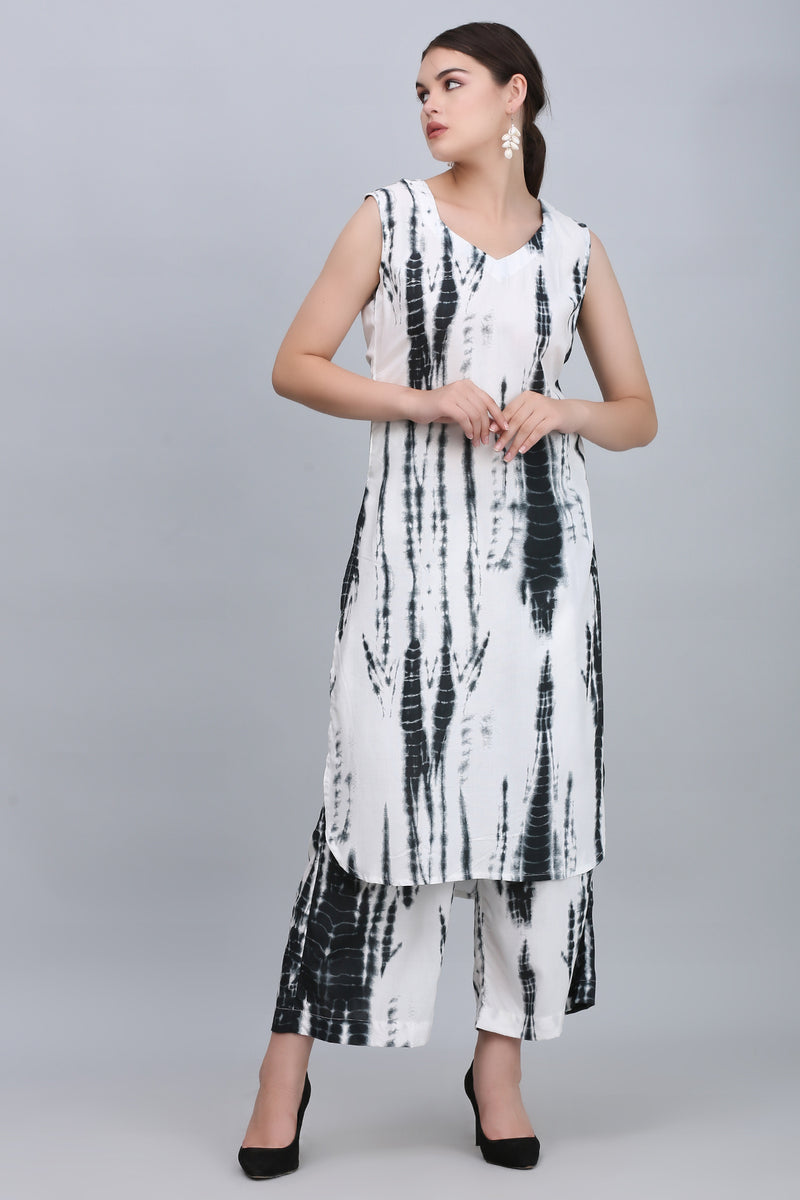 Sleeveless Tie Dye Kurta Set