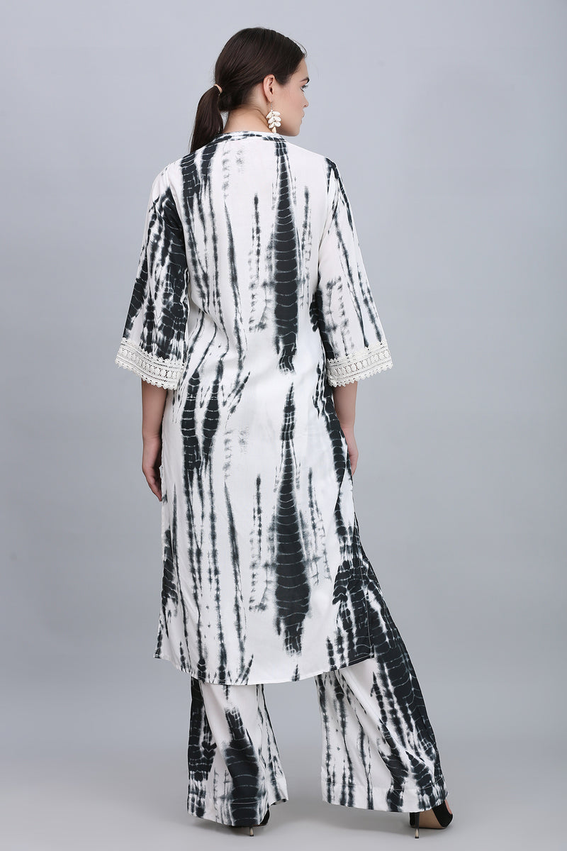 Black & White Tie Dye Kurta Set