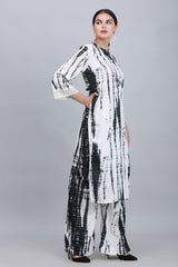 Black & White Tie Dye Kurta Set