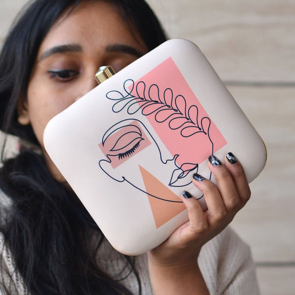 Artistic Face Printed Clutch