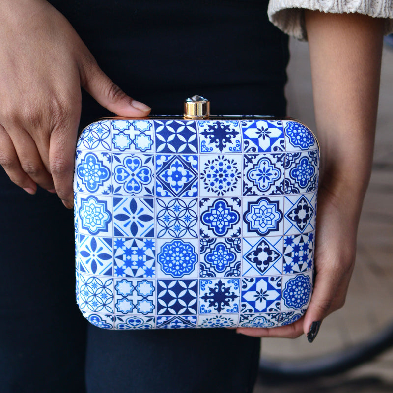 Moroccan Tiles Pattern Printed Clutch