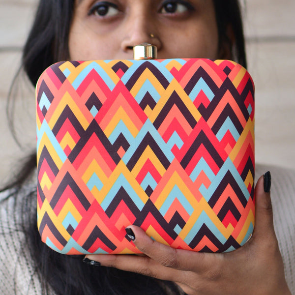 Colorful Zig Zag Printed Clutch