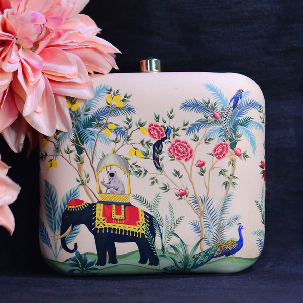 Elephant Scenery Printed Clutch