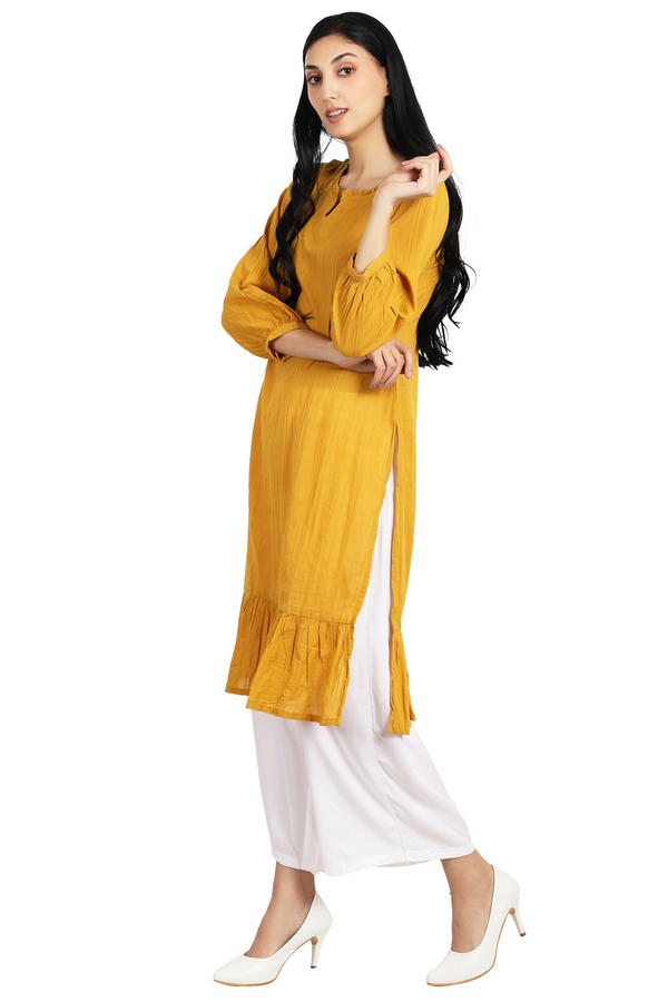 Solid Mustard Kurta