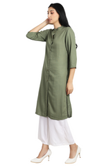 Liyana Bottle Green Kurta