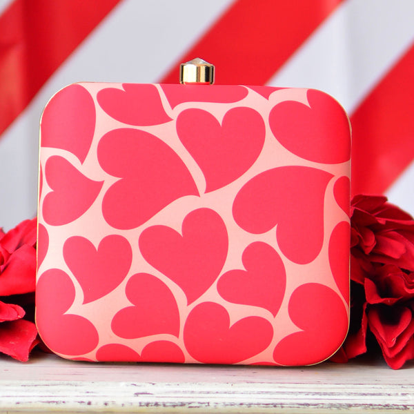 Beautiful Flowy Heart Printed Clutch