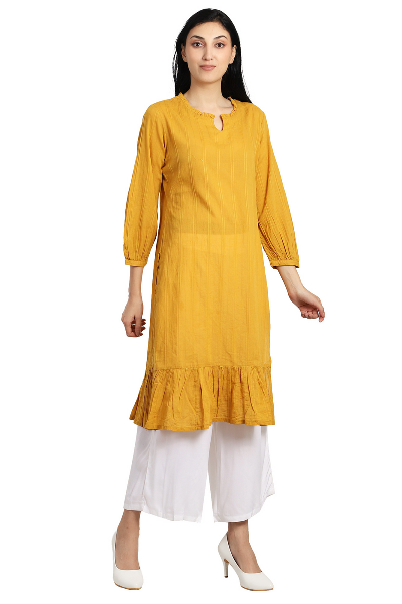 Solid Mustard Kurta