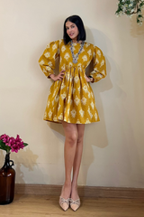 Zanna Mustard Ikat Dress