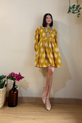 Zanna Mustard Ikat Dress