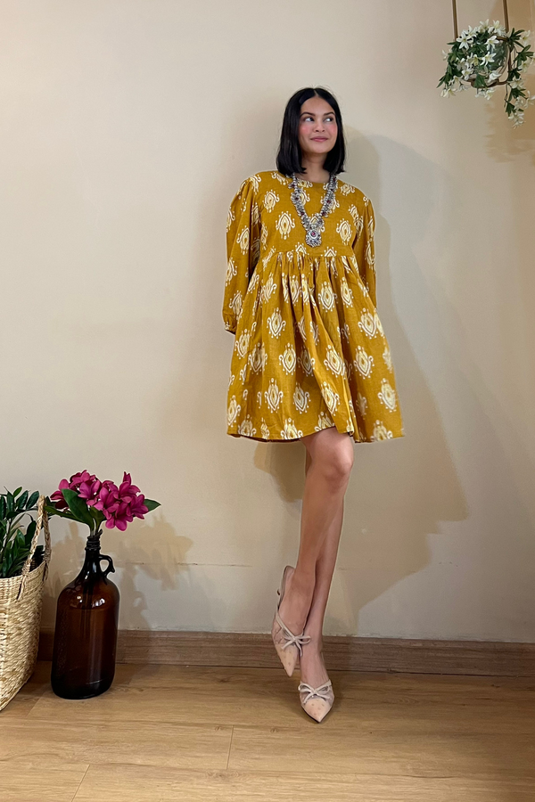 Zanna Mustard Ikat Dress