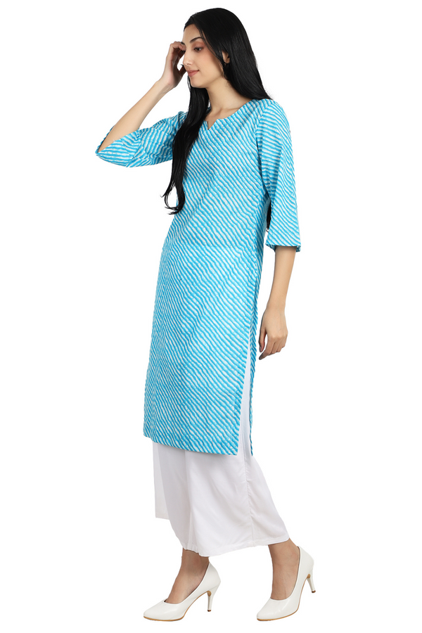 Blue Leheriya Kurta Set