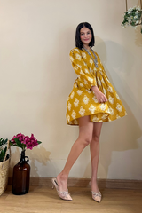 Zanna Mustard Ikat Dress