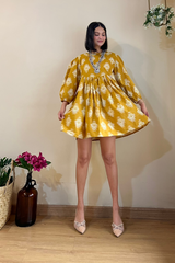 Zanna Mustard Ikat Dress