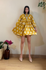 Zanna Mustard Ikat Dress