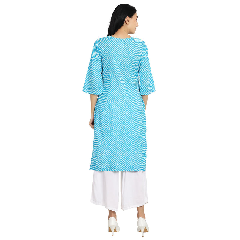 Blue Leheriya Kurta Set