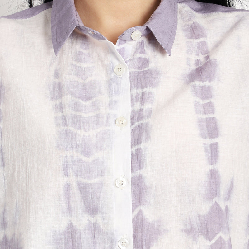 Lavender Shibori Crop Shirt