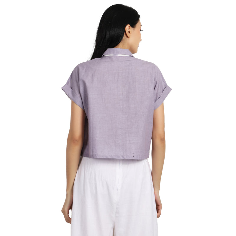 Lavender Shibori Crop Shirt