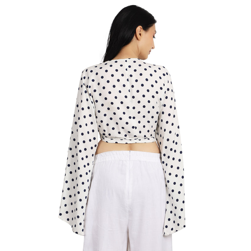 Retro Wrap Over Polka Dot Top