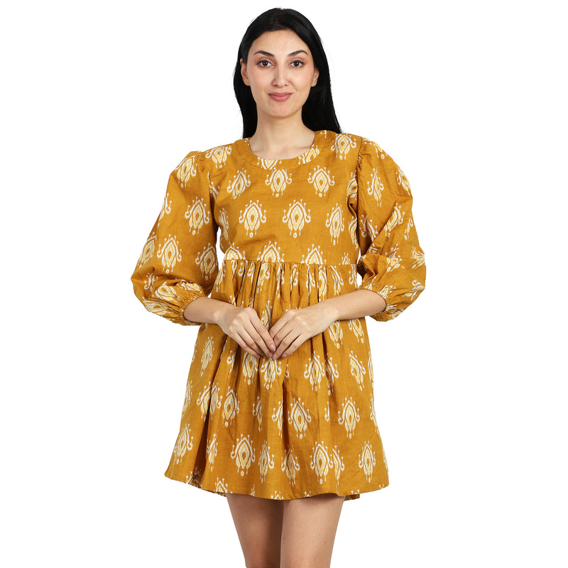 Zanna Mustard Ikat Dress