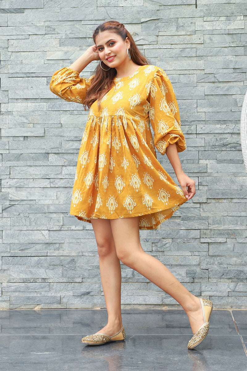 Zanna Mustard Ikat Dress