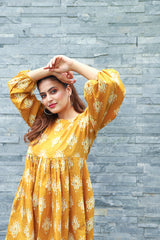 Zanna Mustard Ikat Dress