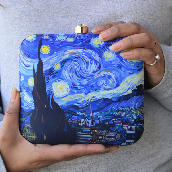 Starry Night Printed Clutch