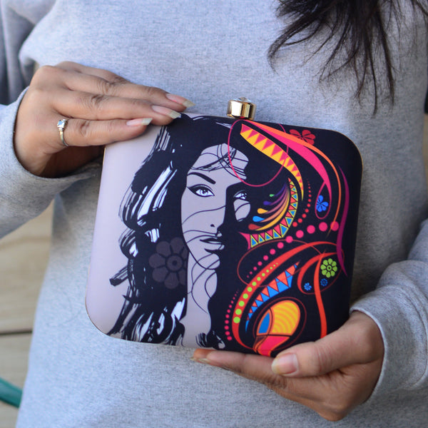 Multicolour Boho Women Printed Clutch